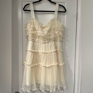 Morning Lavender Ruffle Cream Mini Dress